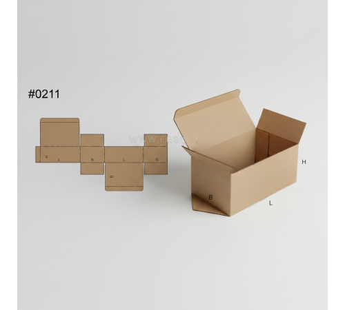 Fefco 211 - Короб трехклапанный с откидными крышкой и дном 13 х 22 х 25 см