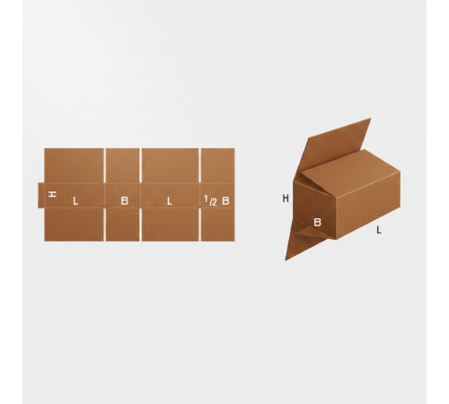 Fefco 203 - Четырехклапанный короб c двойным дном 24 x 20 x 16 см