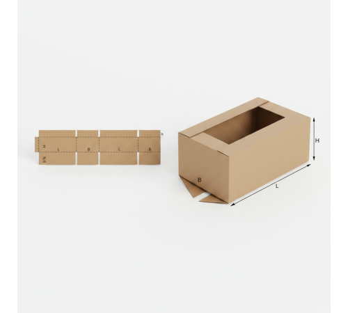 Fefco 209 - Четырехклапанный короб c крышкой из укороченных клапанов 19 x 11 x 38 см