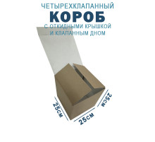 Fefco 212 - Коробка четырехклапанная с клапанным дном и откидной крышкой 25х25х25 см