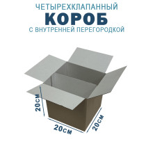 Fefco 228 - Коробка четырехклапанная с внутренней перегородкой 20х20х20 см