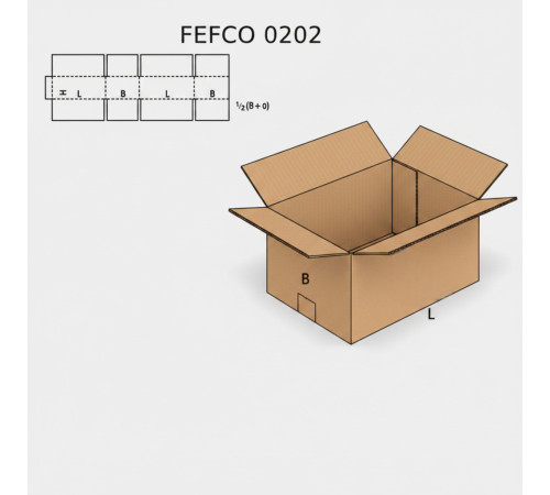 Fefco 202 - Четырехклапанный короб с нахлестом 15 x 29 x 34 см