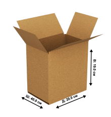Fefco 202 - Четырехклапанный короб с нахлестом 20 x 40 x 19 см