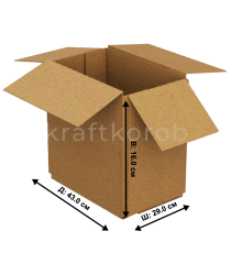 Fefco 205 - Четырехклапанный короб cо стыком клапанов 43 х 29 х 16 см