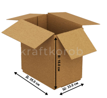 Fefco 205 - Четырехклапанный короб cо стыком клапанов 35 х 33 х 18 см