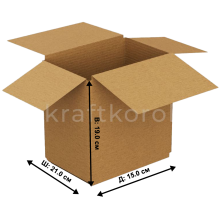 Fefco 206 - Четырехклапанный короб со стыком и двойным дном 15 х 21 х 19 см