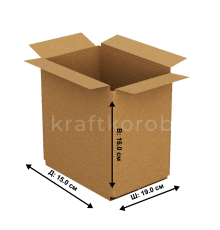 Fefco 209 - Четырехклапанный короб c крышкой из укороченных клапанов 19 x 15 x 16 см