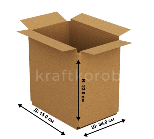 Fefco 209 - Четырехклапанный короб c крышкой из укороченных клапанов 34 x 15 x 23 см