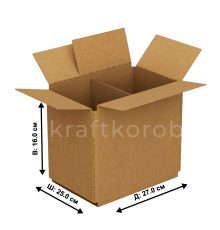 Fefco 228 - Коробка четырехклапанная с внутренней перегородкой 27 x 25 x 16 см