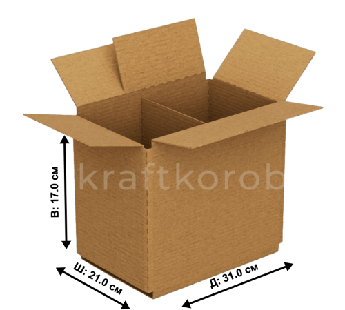 Fefco 228 - Коробка четырехклапанная с внутренней перегородкой 31 x 21 x 17 см