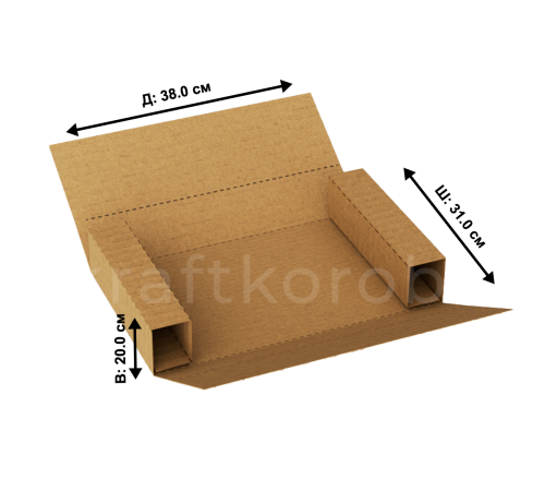 Fefco 403 - Оберточный короб с усиленными бортами (доп. отделениями) 38x31x20