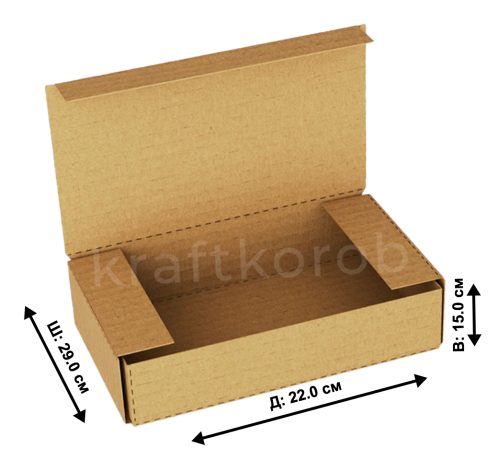 <p>Картонный оберточный короб Fefco 420 с откидной крышкой и загибными краями, 29x22x15 см</p>