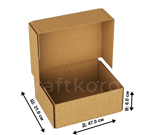 <p>Гофрокороб Fefco 409 (5-клапанный) 47x31x6 см для обертки продукции</p>