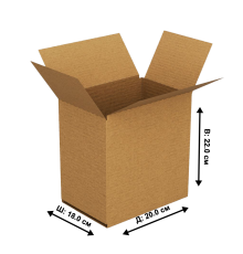 Fefco 203 - Четырехклапанный короб c двойным дном 20 x 18 x 22 см
