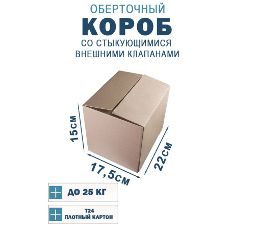 Fefco 401 - Оберточный короб со стыкующимися внешними клапанами 22х17,5х15 см Fefco 401 - Оберточный короб со стыкующимися внешними клапанами 22х17,5х15 см