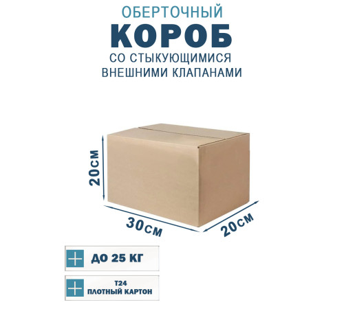 Fefco 401 - Оберточный короб со стыкующимися внешними клапанами 30х20х20 см Fefco 401 - Оберточный короб со стыкующимися внешними клапанами 30х20х20 см