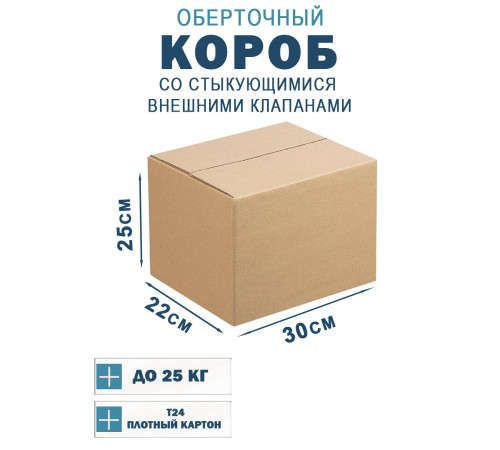 Fefco 401 - Оберточный короб со стыкующимися внешними клапанами 30х22х25 см