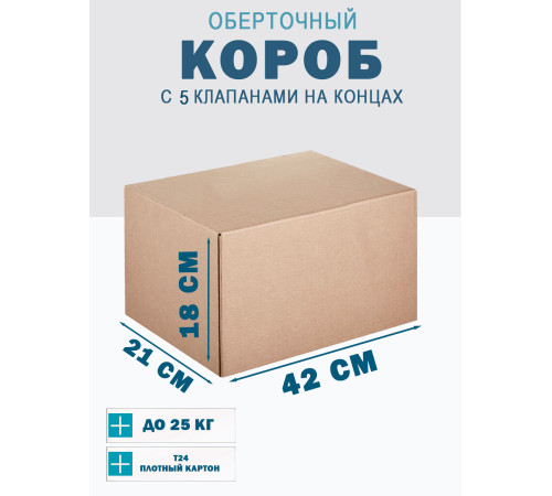 Fefco 409 - Оберточный короб с 5 клапанами на концах 42х21х18 см Fefco 409 - Оберточный короб с 5 клапанами на концах 42х21х18 см