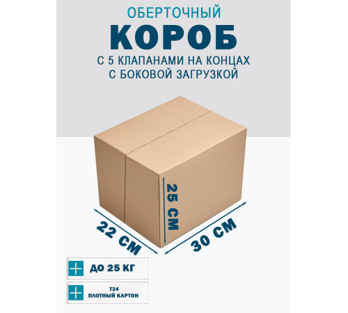 Fefco 411 - Оберточный короб с 5 клапанами на концах c боковой загрузкой 30х22х25 см Fefco 411 - Оберточный короб с 5 клапанами на концах c боковой загрузкой 30х22х25 см