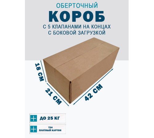 Fefco 411 - Оберточный короб с 5 клапанами на концах c боковой загрузкой 42х21х18 см Fefco 411 - Оберточный короб с 5 клапанами на концах c боковой загрузкой 42х21х18 см