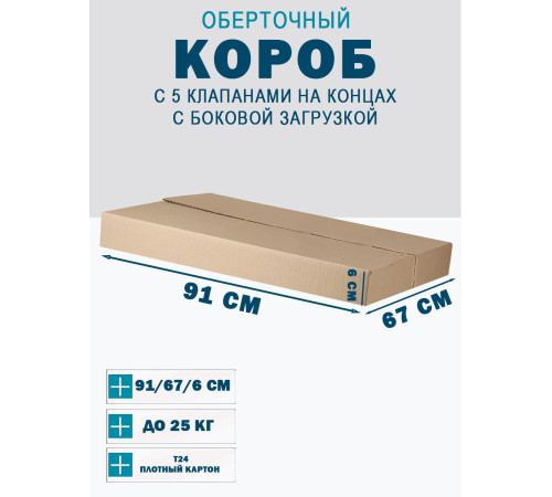 Fefco 411 - Оберточный короб с 5 клапанами на концах c боковой загрузкой 91х67х6 см Fefco 411 - Оберточный короб с 5 клапанами на концах c боковой загрузкой 91х67х6 см