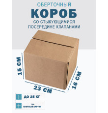Fefco 415 - Оберточный короб со стыкующимися посередине клапанами 23х16х15 см