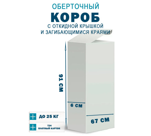 Fefco 420 - Оберточный короб с откидной крышкой и загибающимися краями 91х67х6 см