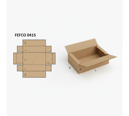 Fefco 415 - Оберточный короб со стыкующимися посередине клапанами 31x26x11 см