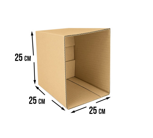 Коробка Fefco 200 25x25x25 см – Четырехклапанная открытая