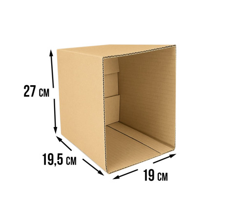 <p>Fefco 200: Коробка четырехклапанная открытая 27x19x19.5 см</p>