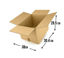 Fefco 201 - Коробка четырехклапанная со стыкующимися внешними клапанами 38х30,4х28,5 см