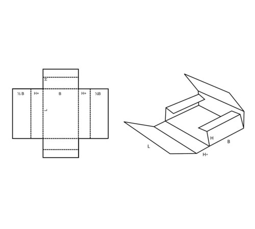 Fefco 401 - Оберточный короб со стыкующимися внешними клапанами 50х30х30 см