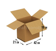 Fefco 203 - Четырехклапанный короб c двойным дном 42х21х18 см 