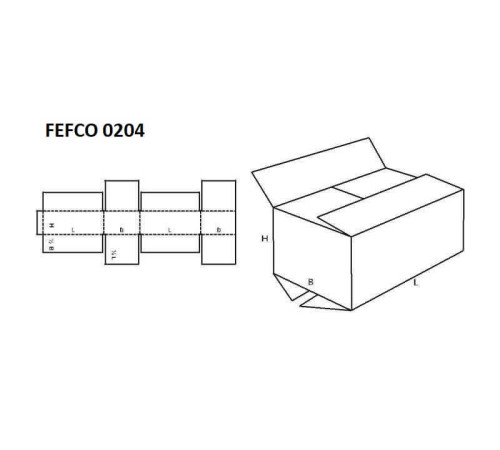 Fefco 204 - Четырехклапанный короб cо стыком клапанов 40х30х40 см