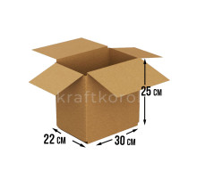 Fefco 206 - Четырехклапанный короб со стыком и двойным дном 30х22х25 см