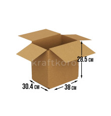 Fefco 206 - Четырехклапанный короб со стыком и двойным дном 38х30,4х28,5 см
