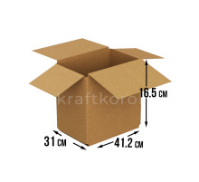 Fefco 206 - Четырехклапанный короб со стыком и двойным дном 41,2х31х16,5 см