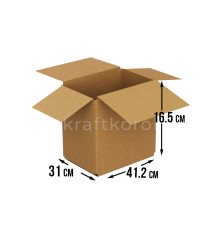 Fefco 206 - Четырехклапанный короб со стыком и двойным дном 41,2х31х16,5 см