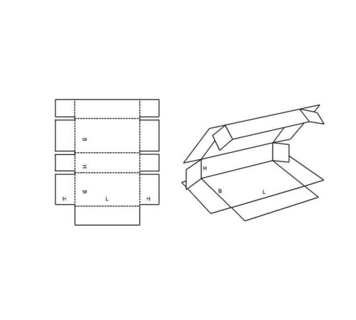 Fefco 410 - Оберточный короб с 4 клапанами на концах 30х20х20 см