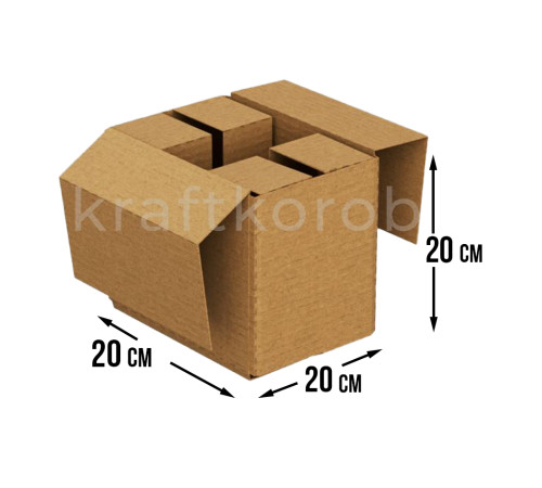 Fefco 208 - Четырехклапанный короб c разделителями 20х20х20 см