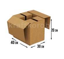 Fefco 208 - Четырехклапанный короб c разделителями 40х30х20 см