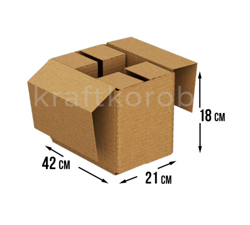 Fefco 208 - Четырехклапанный короб c разделителями 42х21х18 см