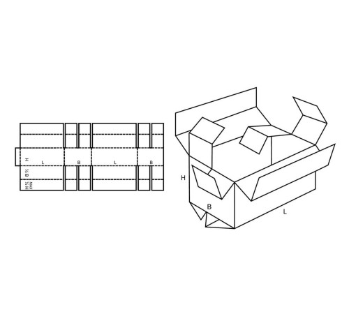 Fefco 208 - Четырехклапанный короб c разделителями 30х25х17 см