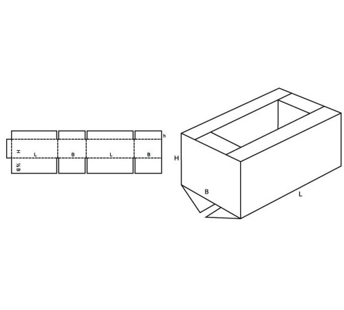 Fefco 209 - Четырехклапанный короб c крышкой из укороченных клапанов 40х30х40 см