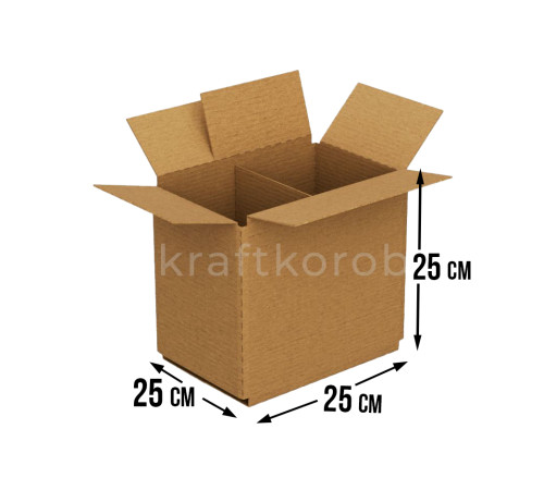 Fefco 228 - Коробка четырехклапанная с внутренней перегородкой 25х25х25 см