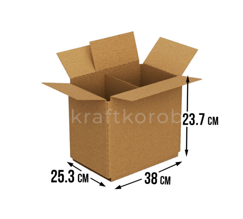 Fefco 228 - Коробка четырехклапанная с внутренней перегородкой 38х25,3х23,7 см