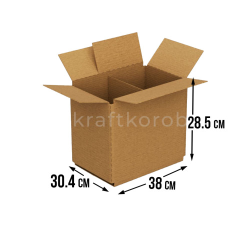 Fefco 228 - Коробка четырехклапанная с внутренней перегородкой 38х30,4х28,5 см