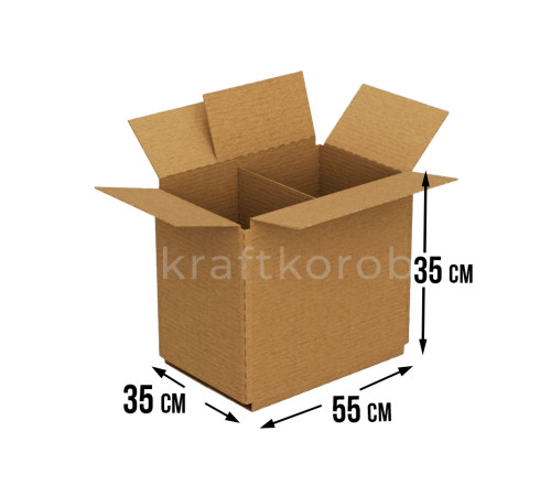 Fefco 228 - Коробка четырехклапанная с внутренней перегородкой 55х35х35 см