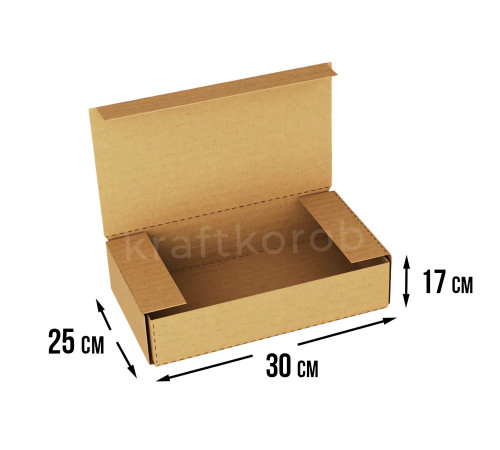 Fefco 420 - Оберточный короб с откидной крышкой и загибающимися краями 30х25х17 см