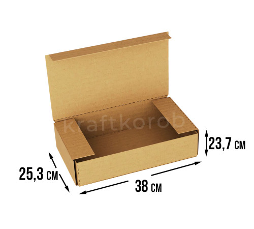 Fefco 420 - Оберточный короб с откидной крышкой и загибающимися краями 38х25,3х23,7 см